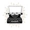 Hand drawn retro typewriter vector illustration.