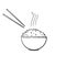 Hand drawn Rice in a bowl with chopstick for restaurant in doodle style vector