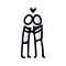 Hand Drawn Romantic Stick Figure Couple Kissing. Concept of Love Relationship. Simple Icon Motif for Dating Pictogram