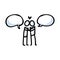 Hand Drawn Romantic Stick Figure Couple Kissing. Concept of Love Relationship. Simple Icon Motif for Dating Speech