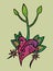 Hand drawn root vegetable character in unique ornate style. Beet growing . Vector illustration