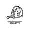 Hand drawn roulette icon. Professional labor construction tool with monochrome black and white colors
