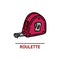 Hand drawn roulette icon. Professional labor construction tool with red and gray colors