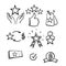 Hand drawn Royalty program line icon set in doodle sketch vector