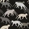 Hand drawn running cats seamless pattern