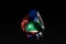 A hand with a drawn Russia flag holds a ball with a drawn Chechnya flag, a sign of influence, pressure or conservation and