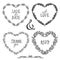 Hand drawn rustic vintage heart wreaths with lettering.