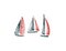 Hand drawn sailing boats