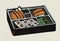 Hand drawn salmon sushi and sashimi bento