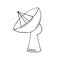 Hand-drawn satellite dish exploring space and extraterrestrial life. Doodle style, simple minimalist drawing. Fantasy cosmic