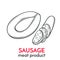 Hand drawn sausage icon.