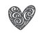 Hand drawn scandinavian Velentines Day heart with ornament flourish icon silhouette. Vector Simple contour valentine