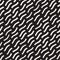 Hand Drawn Scattered Wavy Lines Monochrome Texture. Vector Seamless Black and White Pattern