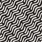 Hand Drawn Scattered Wavy Lines Monochrome Texture. Vector Seamless Black and White Pattern