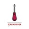 Hand drawn screwdriver icon. Professional labor construction tool with gray and pink colors