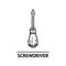 Hand drawn screwdriver icon. Professional labor construction tool with monochrome black and white colors