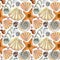 Hand drawn sea seamless pattern with sea shells, starfish,  stones