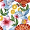 Hand drawn seamless background pattern inspired by chinese Korean and Japan kimono yukata background backdrop watercolor gouache