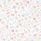 Hand drawn seamless love pattern vector illustration with chalk colored filling. Vector repeating texture for Valentine`s Day.