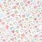 Hand drawn seamless love pattern vector illustration. Vector repeating texture for Valentine`s Day.