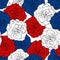 Hand drawn seamless pattern 4th of july patriotic Independence day floral rose flower print. Red blue white fourth july