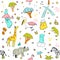 Hand drawn seamless pattern with african animals