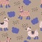 Hand drawn seamless pattern with alpacas and rainy clouds. Perfect for T-shirt, textile and print. Doodle vector illustration