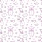 Hand drawn seamless pattern with baby toys as teddy bear and flying rabbit