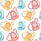 Hand-drawn seamless pattern with backpacks School pattern. Children's pattern with a school bag.