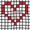 Hand drawn Seamless pattern with black grid, red heart and I love you text. Trendy checkered seamless pattern