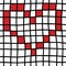 Hand drawn Seamless pattern with black grid, red heart. Trendy checkered seamless pattern