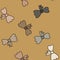 Hand drawn seamless pattern with boho bohemian beige blush brown bow ribbon textile sewing print. Neutral pastel design