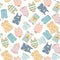 Hand-drawn seamless pattern of children clothes