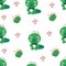 Hand drawn seamless pattern with crocodiles and small birds. Perfect for T-shirt, textile and prints.