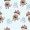 Hand drawn seamless pattern with Cute raccoon. Pattern print for kids