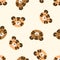 Hand drawn seamless pattern with cute tiger faces. Perfect for T-shirt, textile and print. Doodle vector illustration