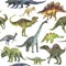 Hand drawn seamless pattern with dinosaurs
