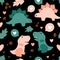 Hand drawn seamless pattern with lovers dinosaurs. Cute animals. Perfect for kids fabric,textile,nursery wallpaper,wrapping paper,