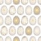 Hand drawn seamless pattern of many eggs with patterns, mandala, flowers, glare. Abstract ornament vector illustration for Easter