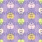 Hand drawn seamless pattern with pansy flowers in 1960 style. Floral aesthetic print for textile, fabric, tee, stationery. Retro