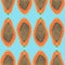 Hand drawn seamless pattern with papayas in orange on blue background.