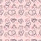 Hand drawn seamless pattern with peoples faces and hearts. Perfect for T-shirt, textile and print. Doodle illustration for decor