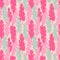 Hand drawn seamless pattern with pink palm leaves monstera leaf, beige baby girl fabric print. Tropical jungle holiday