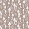 Hand drawn seamless pattern with poisonous mushrooms and branches in graphic style isolated vector illustration