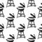 Hand drawn seamless pattern of Portable barbecue charcoal grill