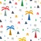 Hand drawn seamless pattern with safari nature, palms. Abstract summer elements drawing in scandinavian style.