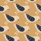 Hand drawn seamless pattern with simple dove birds silhouettes. Beige background