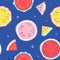 Hand drawn  seamless pattern with sketch modern handdrawn style watermelon in bright neon colors. Endless background with fr