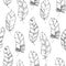 Hand-drawn seamless pattern with Sketch style bird feathers. Black and white title background. Trendy boho chic, Tribal