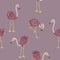 Hand drawn seamless pattern with strawberry flamingo. Perfect for T-shirt, textile and print. Hand drawn vector illustration